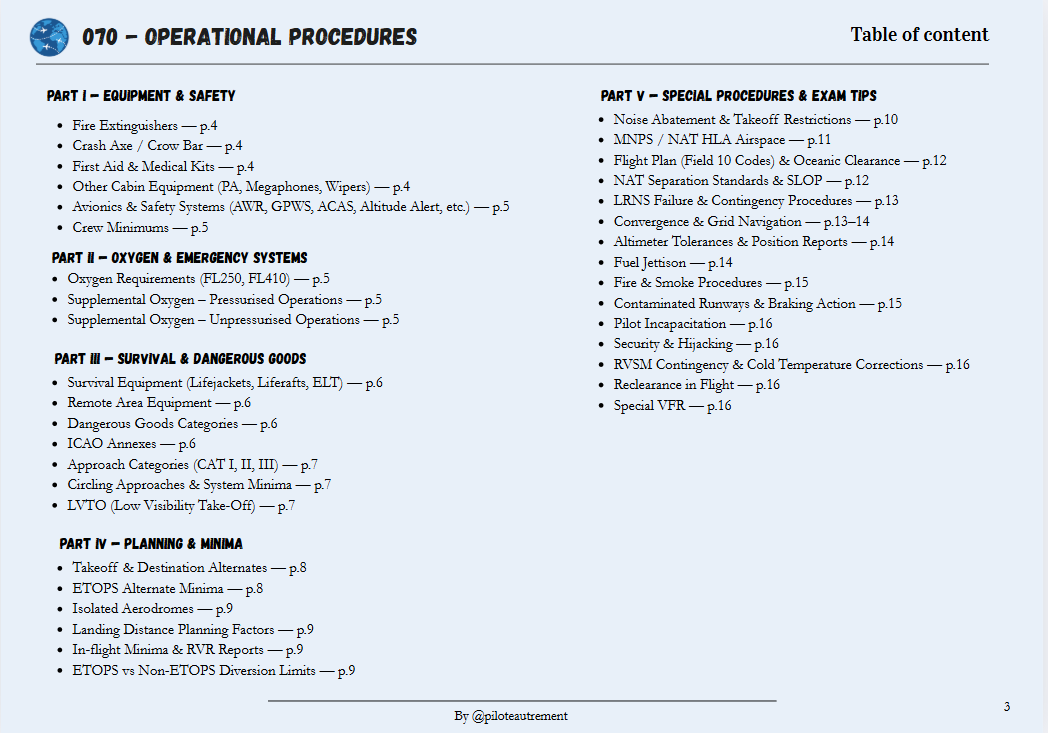 Operational Procedures - Revision Sheet