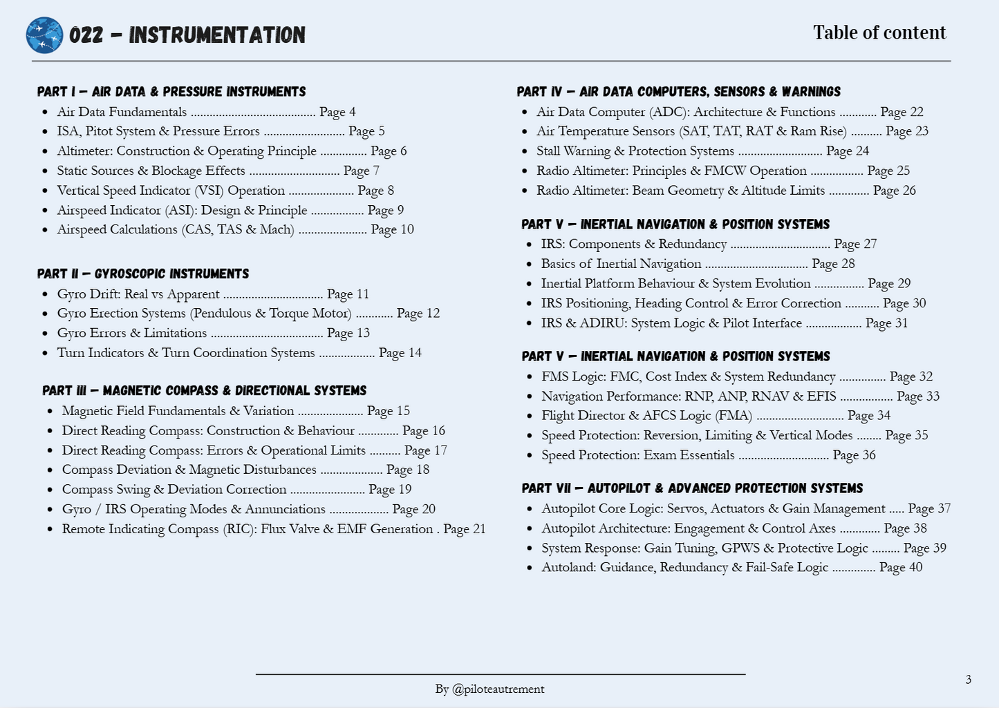 Instrumentation - Revision Sheet
