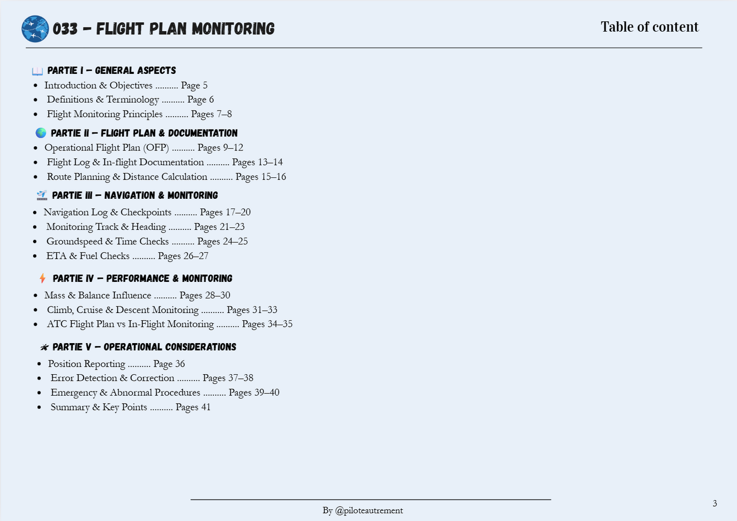 Flight Planning - Revision Sheet